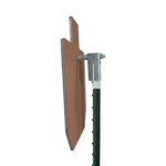 45 degree angle view of a 1/2" AR550 Target on T Post