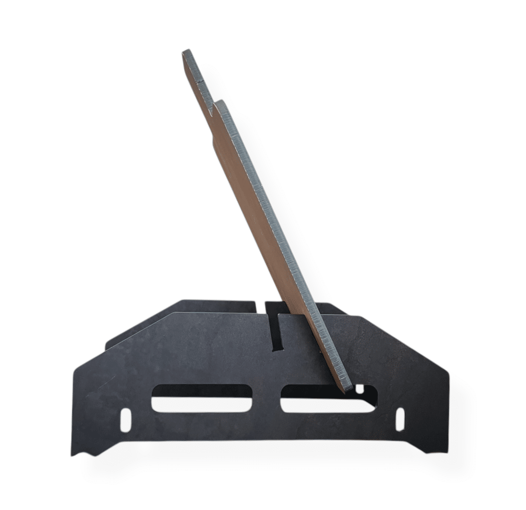 The 1/2" AR550 Steel Target System has a target that slides into the slots of two 1/4" AR550 base pieces. No tools are needed.