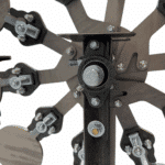 Front view of the center hub and arm configuration on the 10-target Portable Texas Star