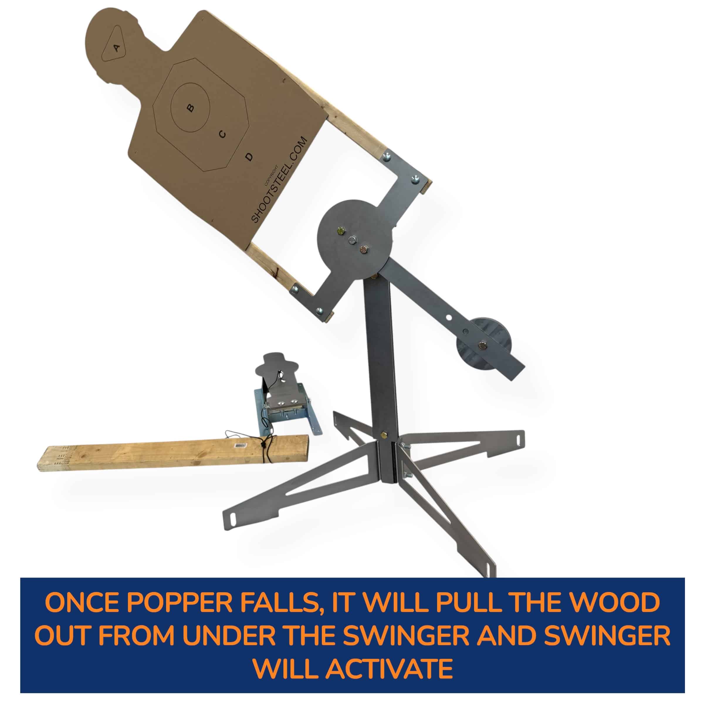 Demonstration on how the cardboard swinger target is activated.